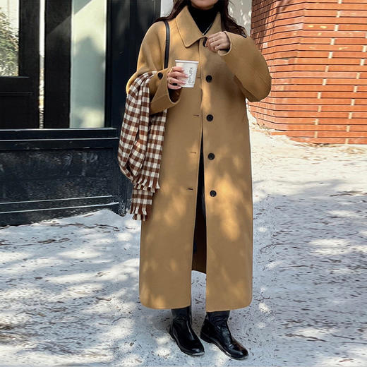 【顺丰包邮】41723 洛诗琳秋冬高级感羊毛大衣韩版小翻领毛呢大衣888A 商品图1