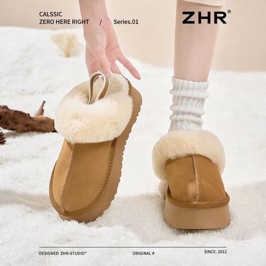 ZHR则则真皮加绒雪地靴女2024冬季新款保暖皮毛一体厚底羊毛棉鞋 商品图6