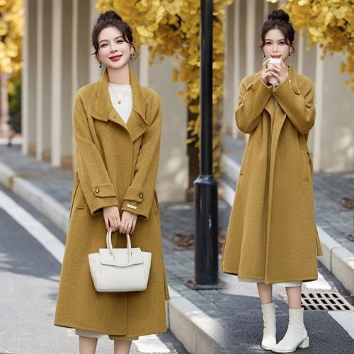 立领收腰双面羊绒大衣，气质中长款西装毛呢外套HR-CPYY8098 商品图2