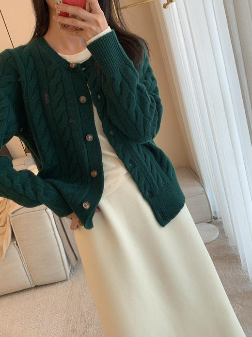 1013-4极限特惠 25新色 RL小马刺绣 羊毛羊绒 经典复古绞花 麻花针织开衫 商品图7