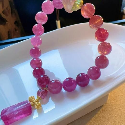 11mm单圈全色粉碧玺手链 商品图2