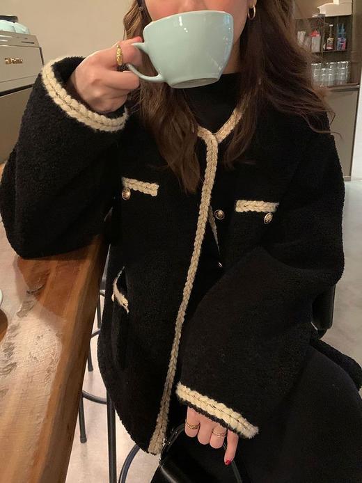 【小香风羊羔毛外套】秋冬加厚新款 韩式气质名媛复古短款上衣 商品图2