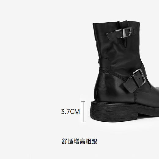 千百度美拉德真皮西部牛仔靴女冬季时装靴短靴子A24530581 商品图4