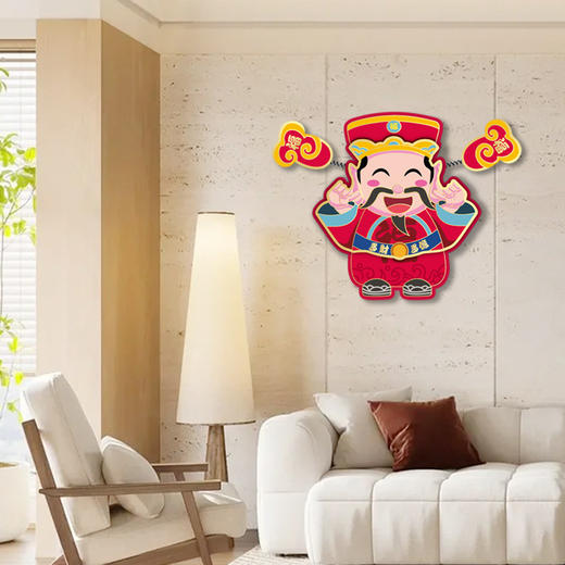 【趣味弹簧耳朵，新款财神爷挂饰】好看又好看2025马年春节喜庆挂饰，原创喜庆财神爷窗门贴，新年挂件春节新年财爷门贴本命年新年2025马年年货QQ 商品图1