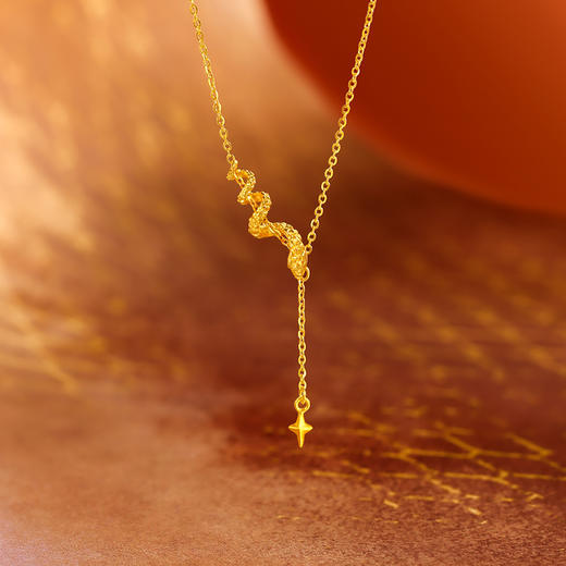 周六福黄金项链女计价足金星铃链坠生肖蛇系列送女友节日礼物 商品图2