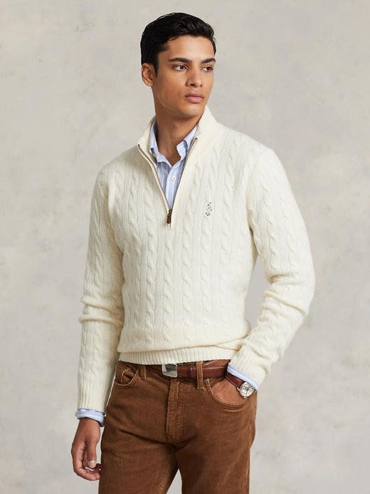 小马标 2024冬季新款 经典纽花 90%羊毛 高领半拉链套头针织衫 4色 PT-1177 商品图0