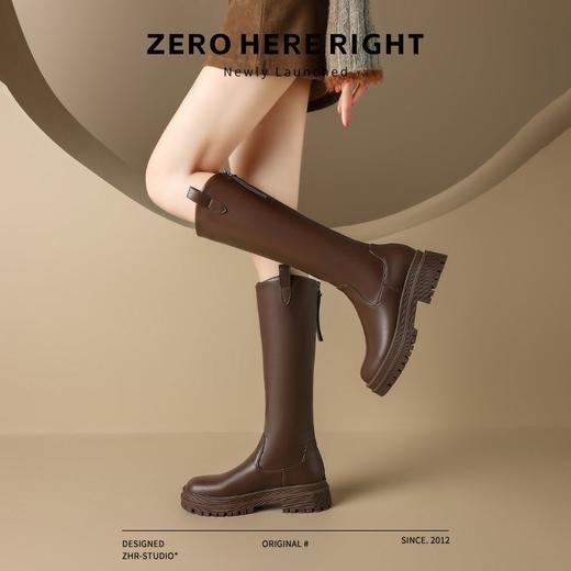 ZHR则则时尚百搭长筒靴2024新款气质法式后拉链女靴ins厚底骑士靴 商品图8