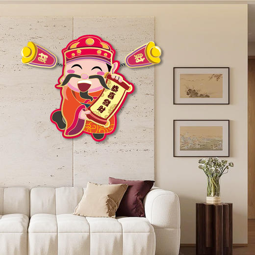 【趣味弹簧耳朵，新款财神爷挂饰】好看又好看2025马年春节喜庆挂饰，原创喜庆财神爷窗门贴，新年挂件春节新年财爷门贴本命年新年2025马年年货QQ 商品图2