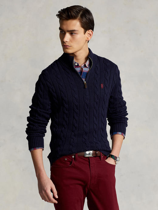 小马标 2024冬季新款 经典纽花 90%羊毛 高领半拉链套头针织衫 4色 PT-1177 商品图4