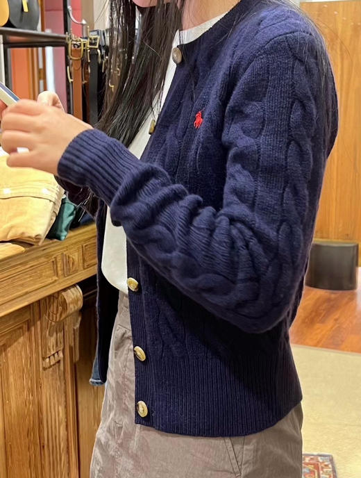 1013-4极限特惠 25新色 RL小马刺绣 羊毛羊绒 经典复古绞花 麻花针织开衫 商品图4