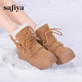 Safiya/索菲娅2024冬季百搭系带保暖外穿羊羔毛加绒棉鞋 SF4411A174