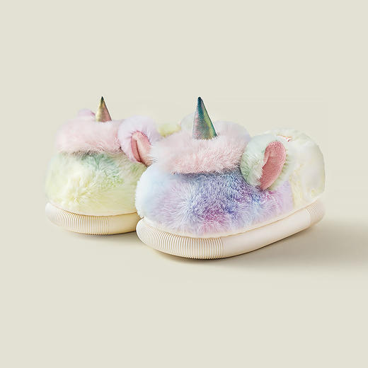 【软糯治愈】儿童梦幻独角兽女童宝宝棉鞋亲子家居室内兔毛绒包跟保暖棉鞋女士棉鞋 商品图1