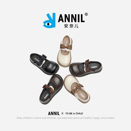 ANNIL/安奈儿韩版蝴蝶结女童皮鞋2024秋季新款儿童软底公主鞋潮HM4301066 商品图4