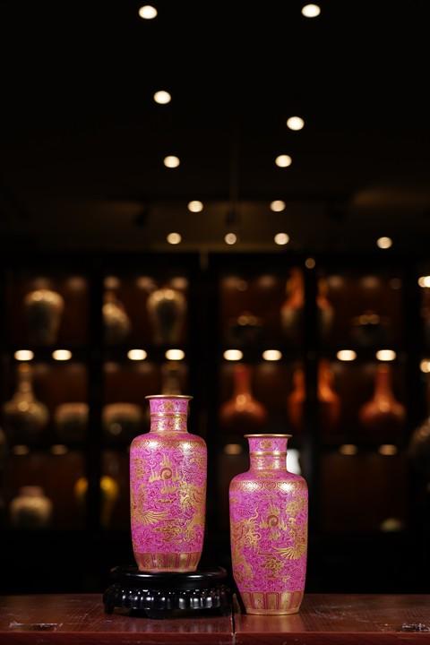 原矿胭脂红宫廷龙凤呈祥系列赏瓶 商品图2