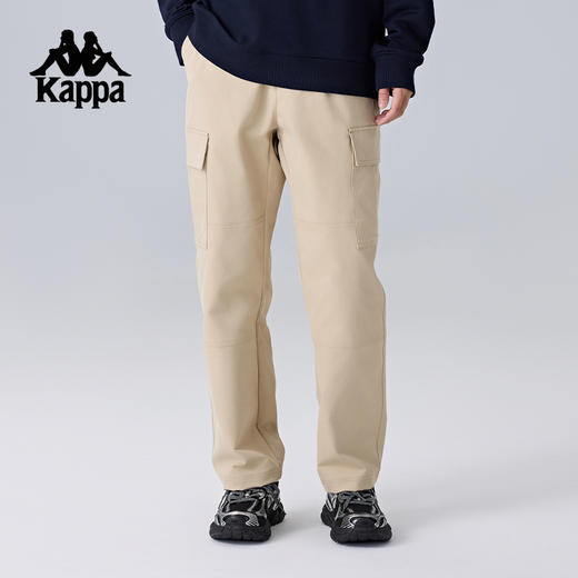 Kappa卡帕背靠背运动长裤男新款工装裤直筒松紧腰休闲裤弹力裤子K0F12AX01 商品图1