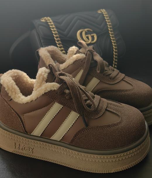 加绒羊剪毛厚底面包德训鞋磨砂皮透气猪里皮 商品图0