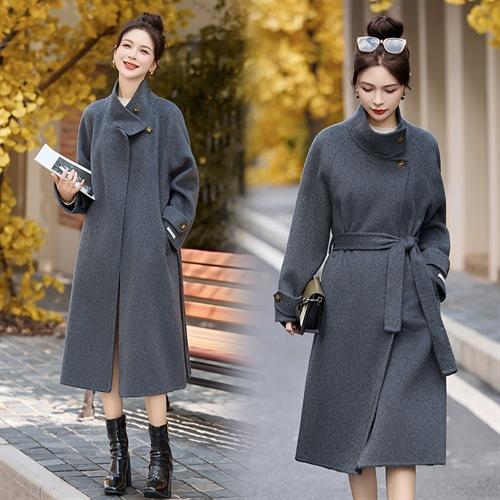 立领收腰双面羊绒大衣，气质中长款西装毛呢外套HR-CPYY8098 商品图1