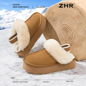 ZHR则则真皮加绒雪地靴女2024冬季新款保暖皮毛一体厚底羊毛棉鞋