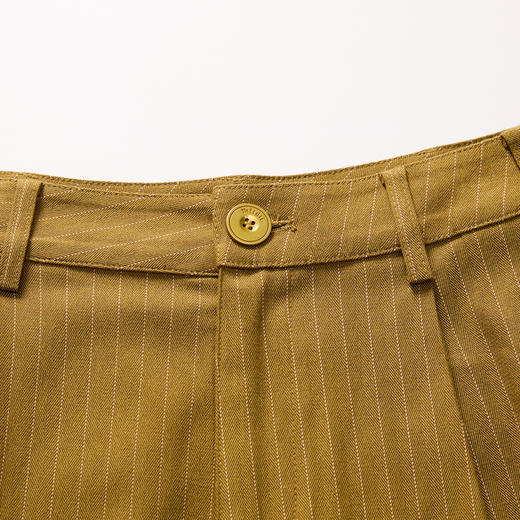 谜底条纹直筒裤女2025春新款复古风特色宽松廓形五分裤255MK3012 商品图3