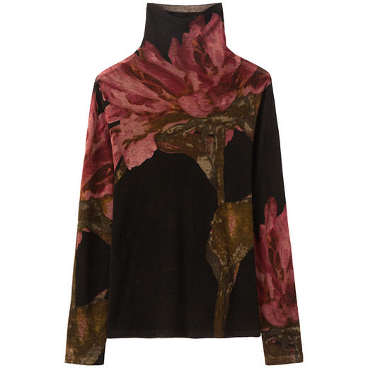 印花水溶100纯羊毛衫，堆堆领薄款毛衣打底衫WY-H2854 商品图1