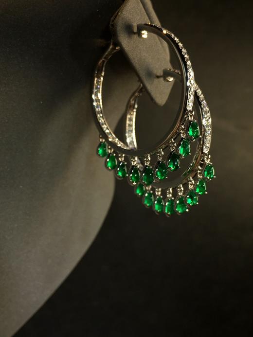 3.09ct蛋面祖母绿耳环耳坠 商品图2