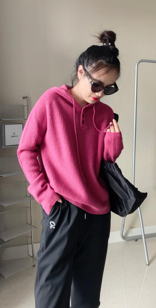 高品羊毛15%羊绒连帽坑条帽衫 商品图0