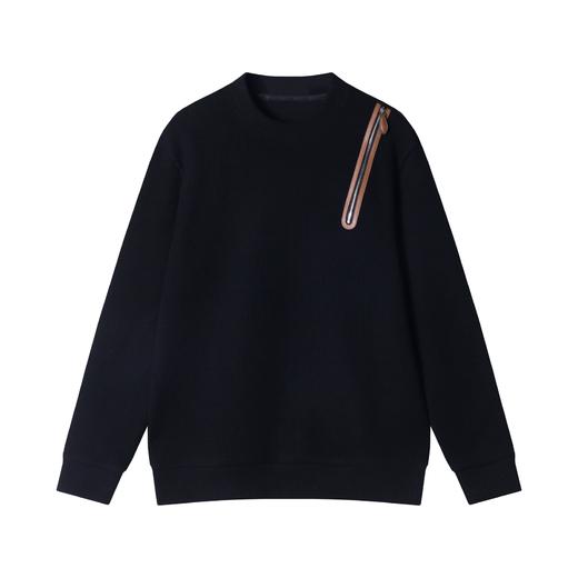 秋冬季新款时尚个性美式纯色拼接拉链针织圆领毛衣百搭简约潮流 商品图1