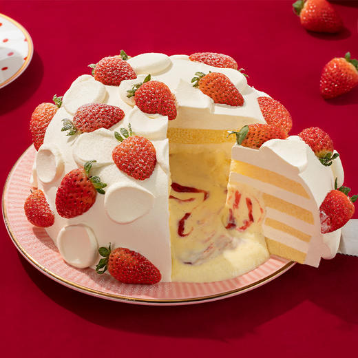爆款回归【草莓流心爆爆】当季红颜草莓香甜柔嫩多汁，轻轻切开一抹雪白，陷入微咸海盐香草流心里，6英寸草莓下午茶（广州幸福西饼） 商品图2