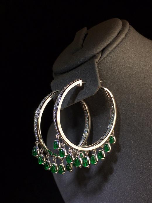 3.09ct蛋面祖母绿耳环耳坠 商品图0