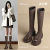 ZHR则则长筒靴加绒厚底骑士靴气质百搭2024新款显瘦长靴时尚女靴 商品缩略图2