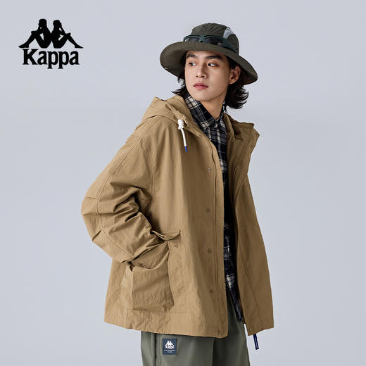 Kappa卡帕背靠背防泼水防风衣男新款户外休闲运动连帽外套夹克潮K0F12FJ18 商品图4