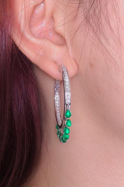 3.09ct蛋面祖母绿耳环耳坠 商品图3