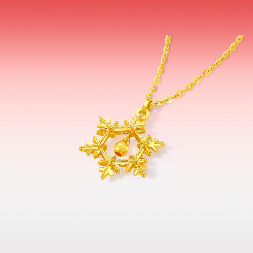 周六福5G计价黄金雪花铃链坠圣诞节新品女款项链节日礼物 商品图3