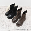 经典鲨2024年冬季新款时尚拼接圆头粗跟加绒保暖平底短靴女KW296-D58011 商品缩略图1