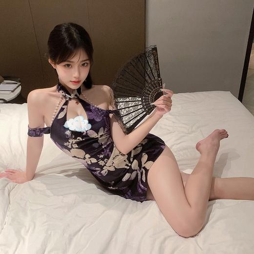 珠链缀饰露沟繁花旗袍6708 商品图0