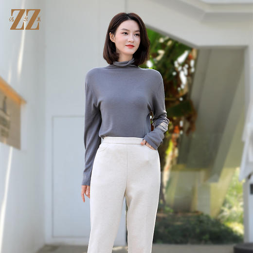 佐尔美气质百搭高领100%绵羊毛羊毛衫女E14MS25 商品图0