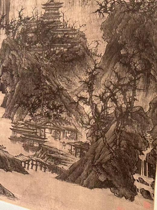 特别推荐：《宋 李成 萧寺晴峦图》全画尺寸为190cm60×，画心尺寸为纵111.4CM*56CM。售价228元 商品图3