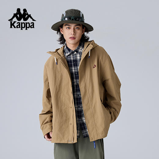 Kappa卡帕背靠背防泼水防风衣男新款户外休闲运动连帽外套夹克潮K0F12FJ18 商品图3