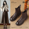 ZHR则则褶皱厚底切尔西靴女2024新款冬高级复古短靴加绒粗跟皮靴 商品缩略图2