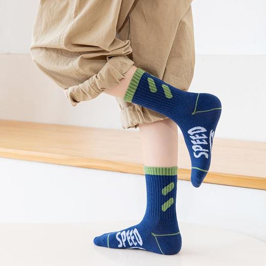 【10双装】深色系ins风男女款潮童运动袜子蓝绿中筒棉柔软舒适 商品图3