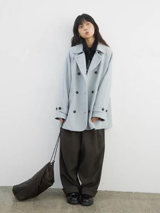 步履不停/4D21054C/双排扣中长款圈圈毛呢外套大衣 商品图0