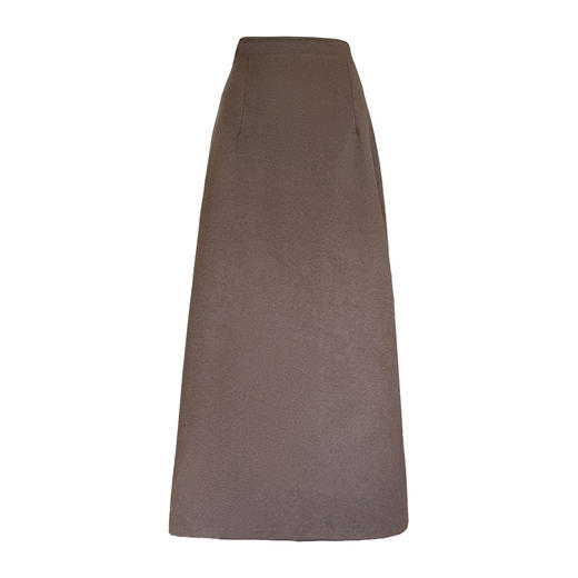 毛呢中长款纯色包臀裙 开叉中长裙 高腰显瘦 时尚百搭 商品图4