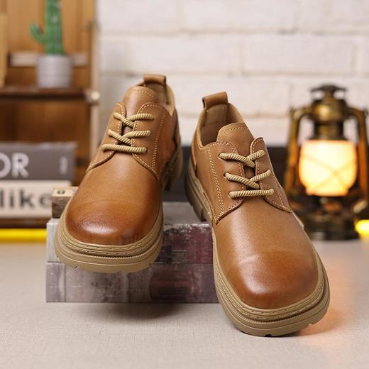 圣得西男鞋冬季新款男士青年户外潮流头层牛皮圆头系带工装鞋2462964110 商品图1