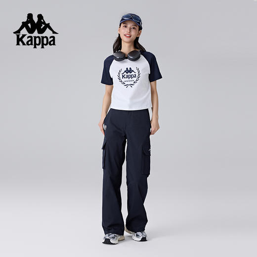 Kappa卡帕背靠背新款运动长裤弹力裤子女款休闲裤复古直筒工装裤K0F22AX01 商品图4