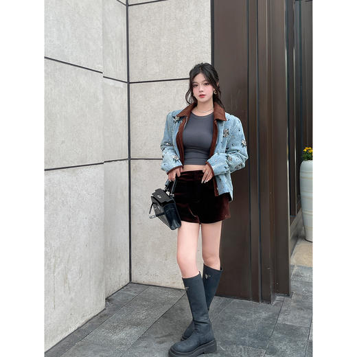 清仓捡漏LINCHAOZHANG 【合金欢】高定工坊手工钉珠牛仔夹克外套 LW240460 商品图2