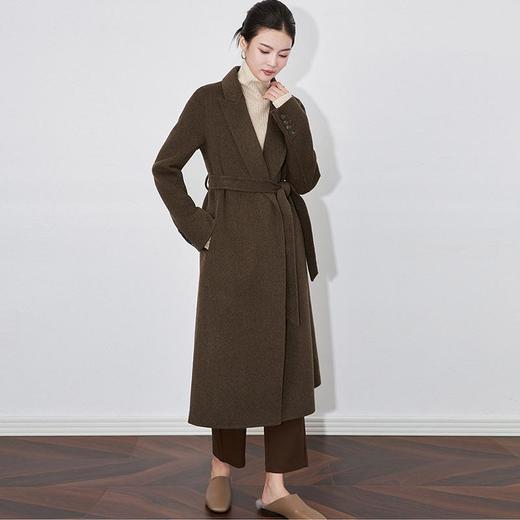 【高货wl】全新升级【铂金会员809/天猫1099/差价290】(00250) 洛诗琳秋冬新款高级感100羊毛双面呢加厚翻领修身系带大衣 商品图3