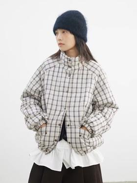 步履不停/4D25003C/格纹工装短款棉服夹克外套上衣