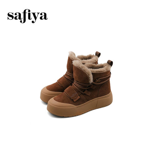 Safiya/索菲娅2024冬季百搭系带保暖外穿羊羔毛加绒棉鞋 SF4411A174 商品图4