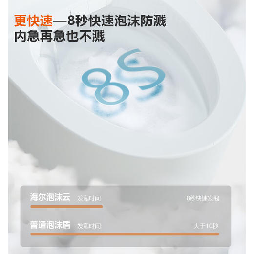 海尔（Haier）母婴级智能马桶 轻音免触 AI全域感应座圈零水压泡沫盾坐便器H3KS 【大满配款】UVC杀菌 无棱内壁 商品图6
