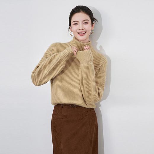 【高货wl】全新升级【铂金会员220/天猫299/差价79】(95749) 洛诗琳新款法式慵懒风简约长袖高领宽松套头打底针织衫女 商品图3